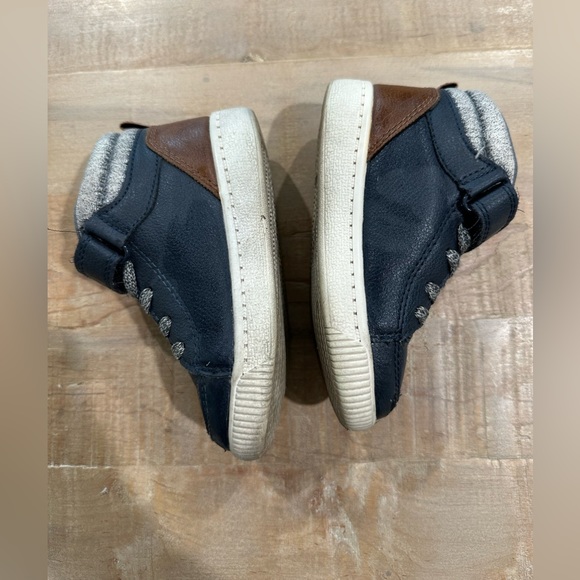 Carters navy blue brown leather high top supportive sneaker tennis shoes boys - Picture 5 of 14